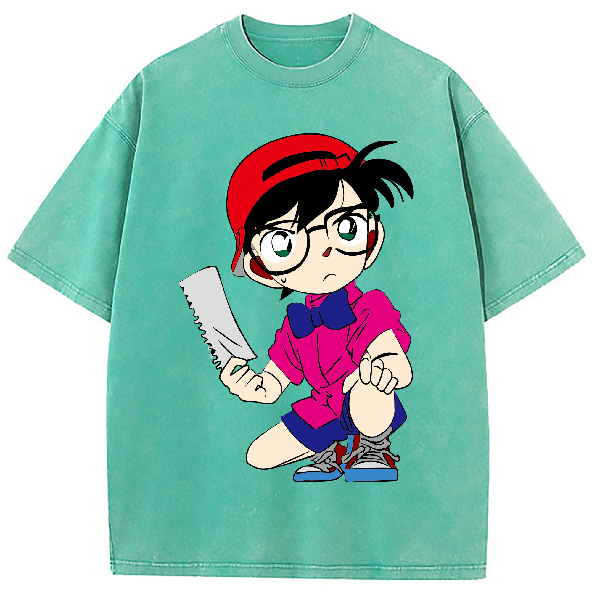 （画像用） 名探偵コナン 江戸川 コナン Detective Conan Conan Edogawa 綿100% ヴィンテージ風 半袖Tシャツ（フロントプリント）